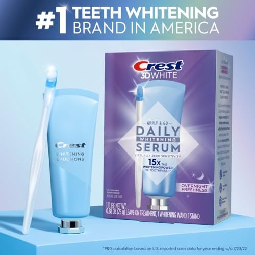 Crest 3DWhite Daily Whitening Serum Overnight Freshness, Leave-on Teeth Whitening Treatment