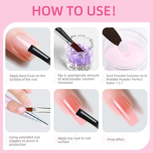 Major Dijit Acrylic Nail Kit with Drill - Complete Starter Set for Beginners White Pink Clear Acrylic Powder, 6 Gel Polish Colors, UV LED Light, Nail Decorations & Salon Tools | Home Manicure Gift Set