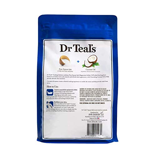 Dr Teals Coconut Oil Soaking Solution Gift Set (2 Pack, 3 lb. ea.) - Essential Oils Nourish & Protect Dry, Damaged Skin - Relieve Stress & Revitalize Tired, Achy Muscles at Home