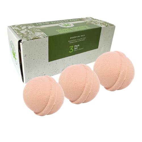 Organic Bath Bombs with Essential Oils, 3 Pack, Handmade in USA (Romance - Rose, Ylang Ylang)