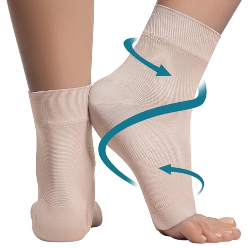 KEMFORD Ankle Compression Sleeve - Plantar Fasciitis Braces - Open Toe Compression Socks for Swelling, Sprain, Neuropathy, Arch Support for Men and Women - 20-30mmhg, 2XL, Black