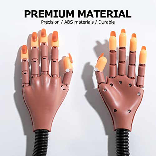 Practice Hand for Acrylic Nails, Flexible Never Fall Off Nail Trainning Adjustable Hands Kits, Fake Hands for Nail Practice, Nail Display Manicure, Movable Nail Maniquin Hand(100PCS Nail Tips)