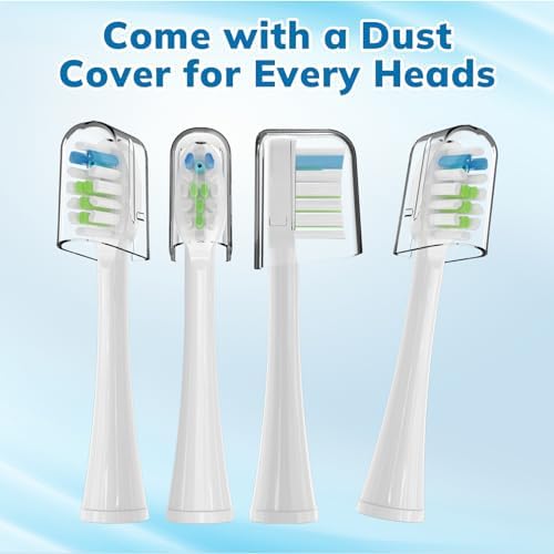 6 Pack Replacement Replacement Brush Heads for Waterpik Sonic Fusion Flossing Toothbrush Compatible with Sonic Fusion SF01/SF02 and Sonic Fusion 2.0 SF03/SF04- White with Caps