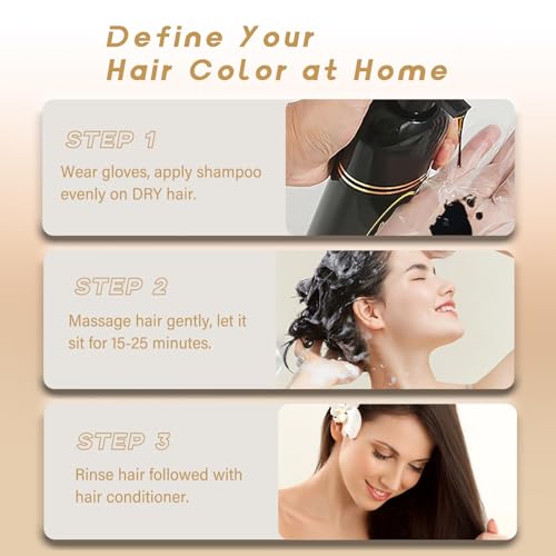 Silver Gray Hair Dye, Hair Dye Shampoo 3 in 1, Silver Hair Shampoo, Hair Color Shampoo for Gray Hair, Champu Para Canas & Shampoo Para Canas Mujer