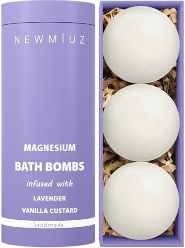 Magnesium Lavender Vanilla Luxury Fizzing Bath Bomb Sensitive Skin Formula for Relaxation Bath Moisturizing Shea Butter Stress Relief Gift for Women