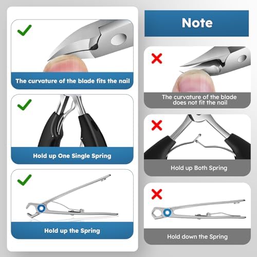 Nail Clippers for Seniors, Heavy Duty Ingrown Toenail Clippers with Long Handle, Wide Jaw Fingernail Clippers and Slanted Nail Cutter for Thick Nail for Men Women Pregnant Elderly 5Pcs