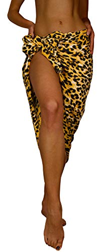 KING KAMEHA Funky Hawaiian Cover-up Pareo Sarong, Print Leopard, Camel, BIG