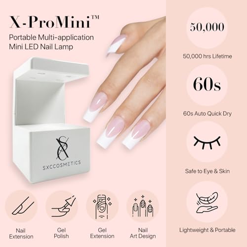 SXC Cosmetics French Tip Press On Nails - Skin Tone Nude and Color Series, Medium Square X-Pro Tips Starter Kit ST117KIT