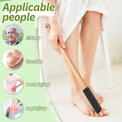Long Handle Toe Gap Cleaning Brush+Body Shower Brush+Foot Grinder, Silicone Foot Scrubber for Shower, Feet Cleaner Scrub Foot Care for Seniors,Elderly, Men and Women,Black