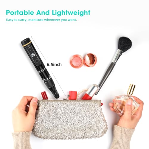 Nail Drill Cordless 35000RPM Rechargeable Professional Electric Nail Drill Kit Wireless Nail File Drill Acrylic Drill for Acrylic Gel Nails Manicure Pedicure Polishing Remover