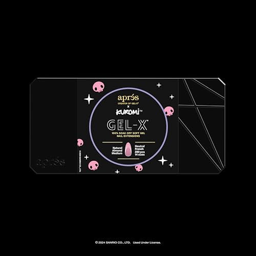 APRÉS x Kuromi™ Gel-X Neutral French Natural Almond Medium Box of Nail Tips (280pcs, 14 Sizes)