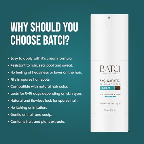 BATCI Hair Concealer Cream – Instant Bald Spot Coverage & Root Touch-Up – Waterproof, Natural-Looking Scalp Concealer for Thinning Hair – Long-Lasting, Sweat-Proof, Easy to Apply – 50ml
