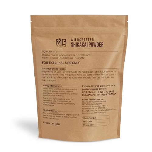 MB Herbals Shikakai Powder 454g | 1 lb | 16 oz | Natural Hair Cleanser & Conditioner | 100% Pure Acacia concinna Fruit Pods Powder from Wildcrafted Shikakai
