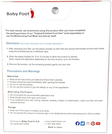 Baby Foot Unscented Non-Peel Moisturing Mask – Hydrate and Refesh in 15-Minute - No Pain Feet Treatment - For Men and Women - Smooth and rich moisturizer for Baby Soft Feet