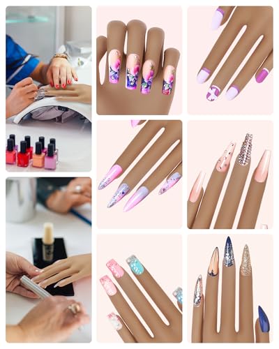 Practice Hand for Acrylic Nails, Silicone Hand for Nail Practice, Nail Tips Won't Fall off Nail Hand, Flexible Nail Practice Hand for Beginners,13.7 x 6.29 x 1.88in