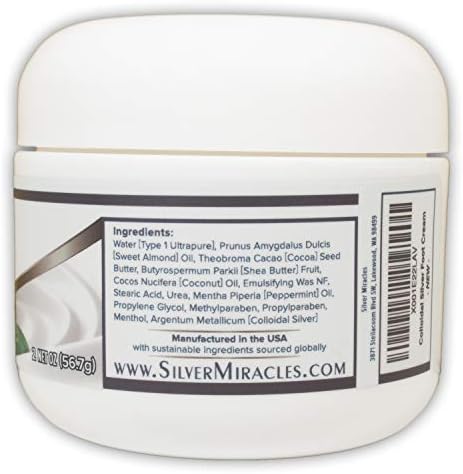 Silver Miracles Colloidal Silver Foot Cream - Peppermint Scent - Soothe, Cool, and moisturize - 2oz