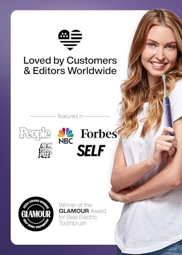 Aquasonic Vibe Series Ultra-Whitening Toothbrush – ADA Accepted Electric Toothbrush - 8 Brush Heads & Travel Case – 40,000 VPM Motor & Wireless Charging - 4 Modes w Smart Timer – Satin Violet