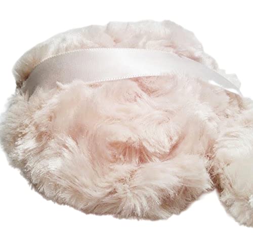 Silky Ivory (formerly tan) or Pale yellow Rosebud Powder Puff for Dusting Powder - Medium 4 1/2 Inch Diameter