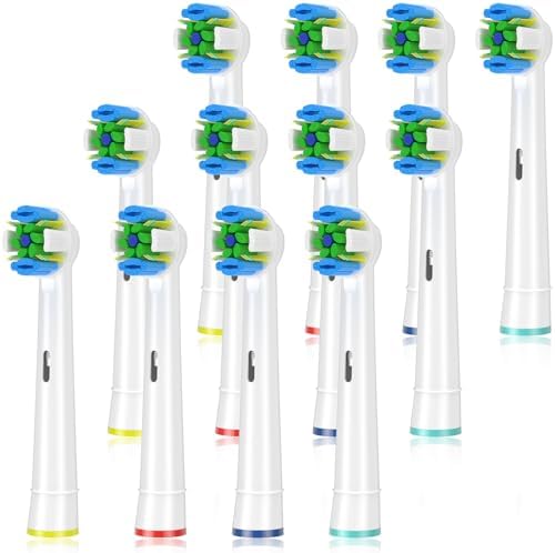 Replacement Brush Heads Compatible with Oral B Braun Electric Toothbrush - Floss Toothbrush Head Fits for Oral B Pro 1000 Genius Smart Series (12 Pack)