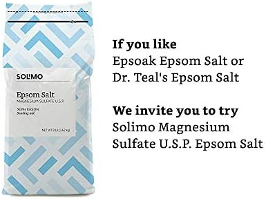 Amazon Brand - Solimo Epsom Salt Soak, Magnesium Sulfate USP, Unscented, 8 pound (Pack of 3)