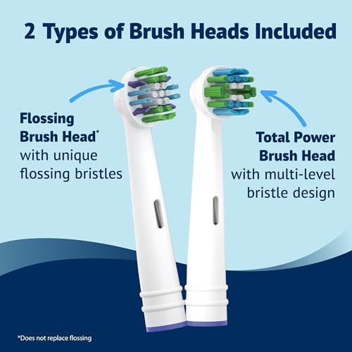Amazon Basics Power Rechargeable Toothbrush with EasyFlex Brush Heads, Bacteria Defense and Replace-Me Bristles, 2-Minute Quadrant Timer