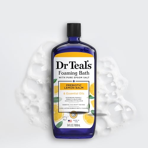 Dr Teal's Foaming Bath with Pure Epsom Salt, Prebiotic Lemon Balm & Essential Oils, 34 fl oz (Pack of 4)