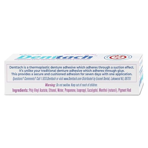 Denttach Seven Denture Adhesive, Thermoplastic Denture Adhesive, Cushion, Reliner for Upper and Lower Dentures, Comfortable, Secure Denture Grip for Up to 7 Days, Non Glue, Zinc Free