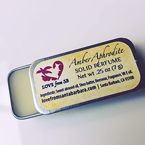 Compact Personal Amber Aphrodite Solid Perfume | Luxurious Artisan Spa Gift | Convenient, fits in your purse or travel bag | Amber Perfume