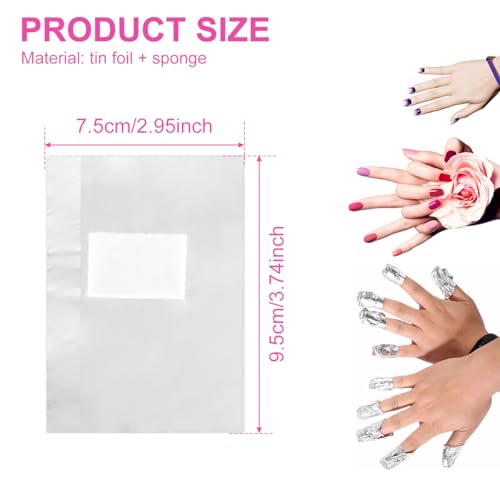 Nail Polish Remover Wraps,500Pcs Gel Nail Foil Wraps Aluminium Soak Off Foils,Gel Nail Polish Wrap Removal Tool,Finger Nail Polish Remover with Lint-Free Lager Cotton Pad