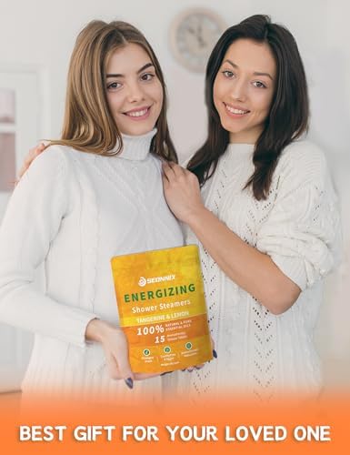 Shower Steamers Aromatherapy 15 Pack, Tangerin & Lemon Shower Bombs with Natural Essential Oils, Relaxation & Birthday Gifts for Women and Men, Stress Relief & Self Care Gifts, Shower Tablets