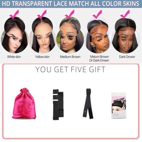 Bob Wig Human Hair 13x6 Hd Lace Front Human Hair Wigs For Black Women Glueless Lace Front Wigs Pre Plucked Pre Cut 180% Density Black Short Straight Bob Wig 10 Inch