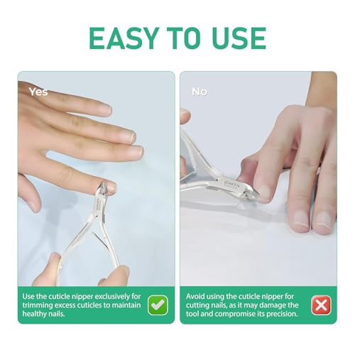 Cuticle Trimmer with Cuticle Pusher Professional Stainless Steel Cuticle Cutter Sharp Blades Double Spring Cuticle Nippers for Nail Care (Silver Nipper - Pack of 4)