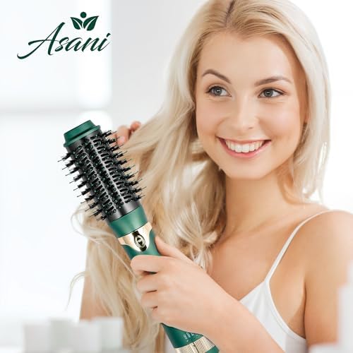 Asani Hot Air Brush - Multipurpose Blow Dryer Brush with Interchangeable Heads, Heated Round Brush for Curling or Straightening, Volumizer and Styling Tool for All Hair Types