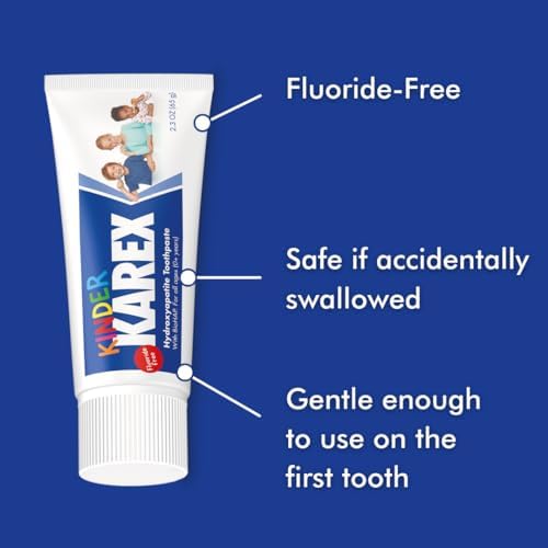 Kinder Karex Hydroxyapatite Kids Toddler Toothpaste I Fluoride Free I Clinically Tested I 2.3 oz (Pack of 3)