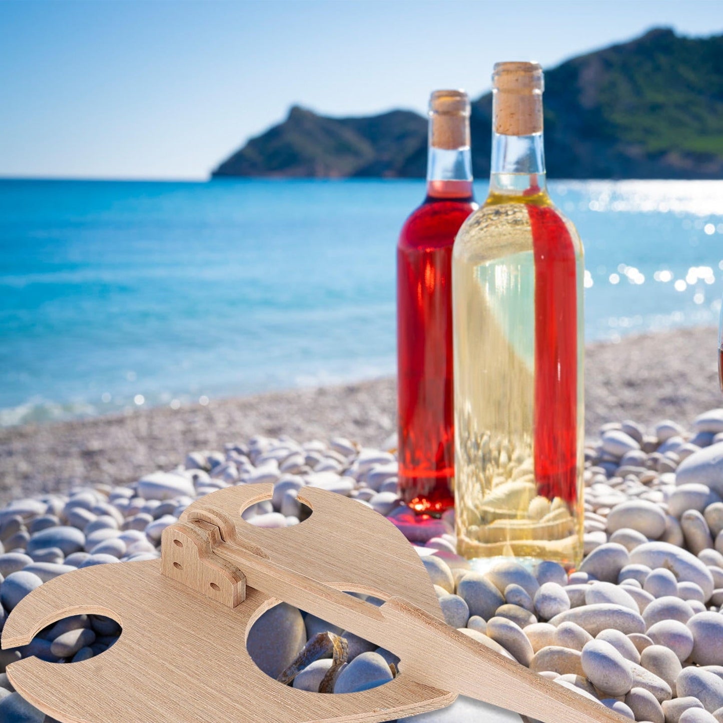 ADDHAT 1Pc Wood Pedestal Stand Folding Wine Table Khaki Outdoor Wine Festivals Wine Lovers