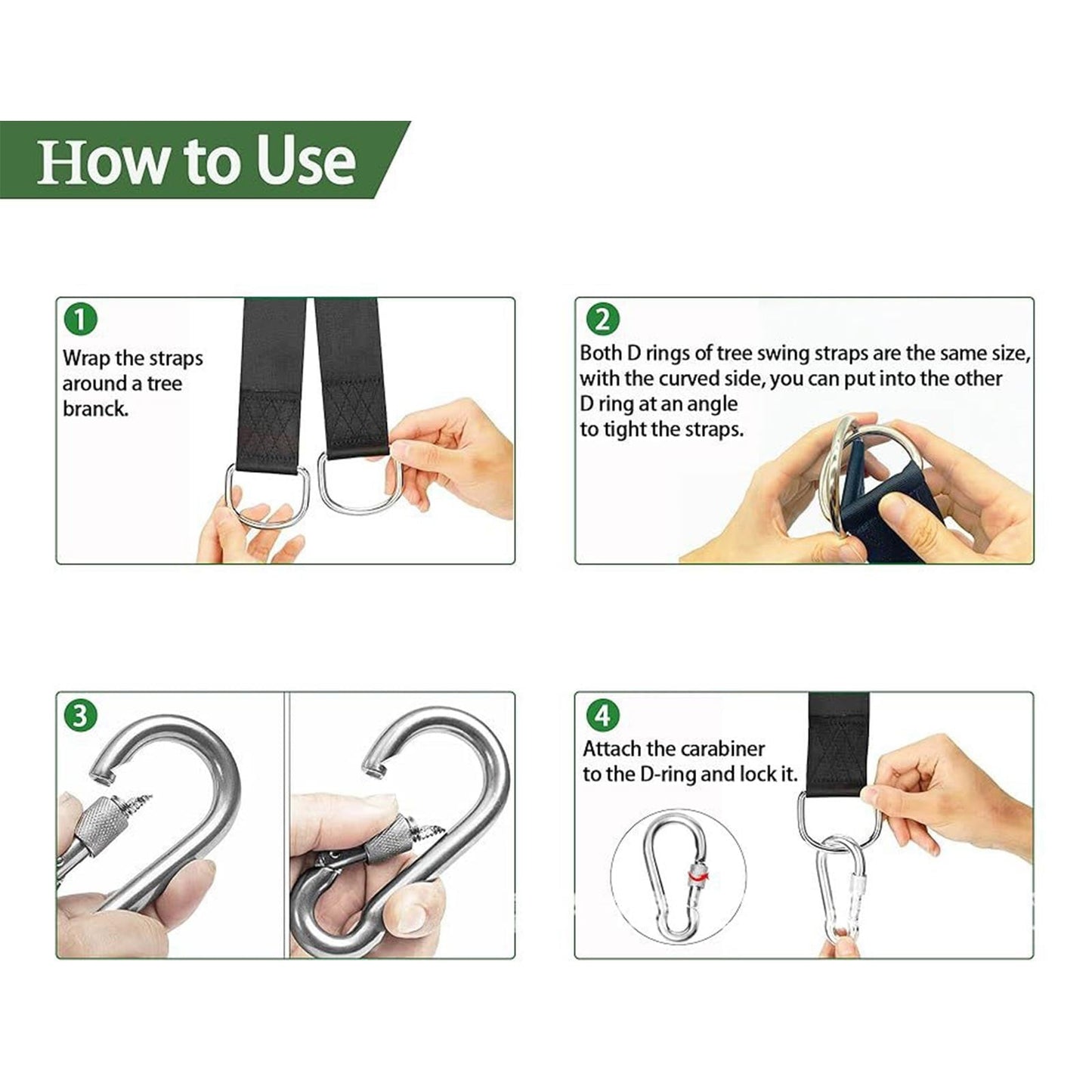 YanYan Outdoor Camping Strap Set, High Strength Polyester Hammock Straps, Adjustable Metal Rings, Easy Setup, Wide & Stable Design, Versatile for Backyard, Hiking, Compact & Portable, 2 Straps