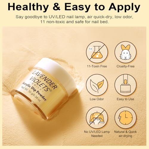 Lavender Violets 48 Pcs Dip Powder Nail Kit Starter, 36 Colors Pink Red Yellow Green Blue with Dip Powder Liquid Set and Essential Manicure Tools for Nail Art Designs B950