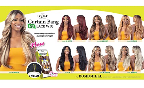 FreeTress Equal Curtain Bangs HD Lace Front Wig Bombshell (1B)