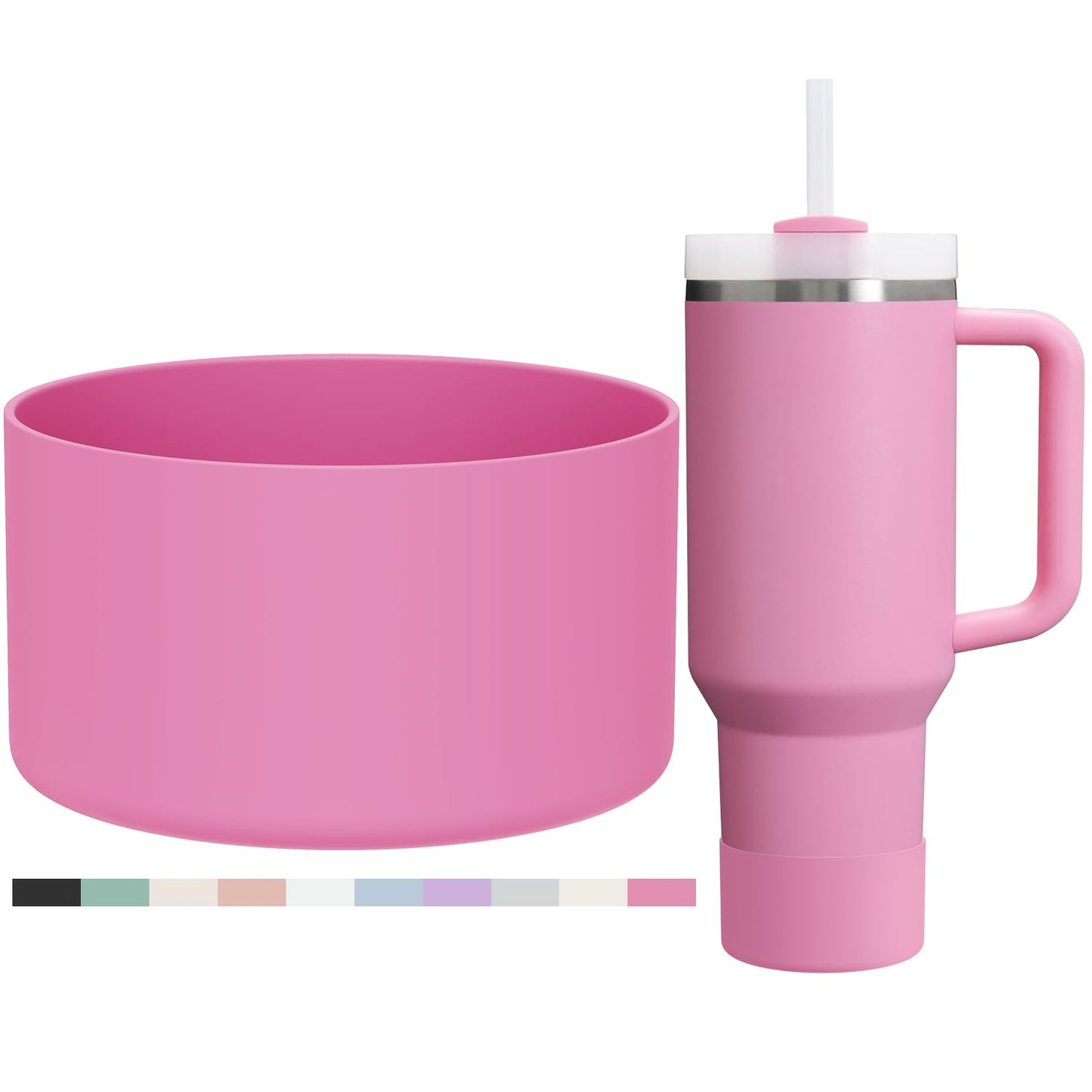 Affute Protective Silicone Boot for Stanley Quencher H2.0 40 30 20 oz & IceFlow Flip 30 20 oz, BPA Free Anti-Noise Anti-Scratch, Stanley Cup Protector Sleeve Cover Boot (Peony)