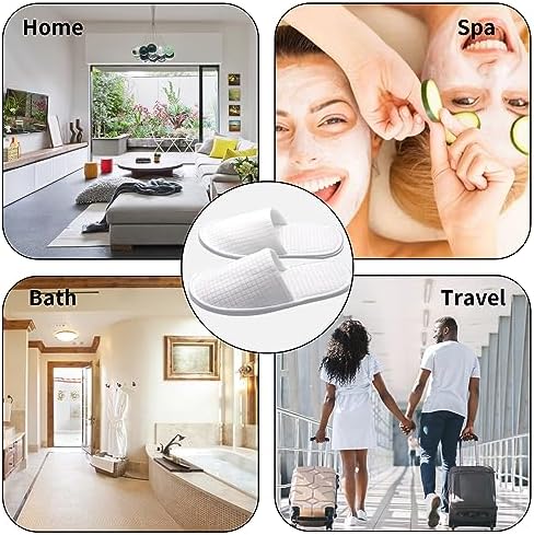 Disposable Slippers for Guests, 8 Pairs, Non Slip, Washable SPA Slippers for Hotel, Guest, Travel, Bride, Women and Men