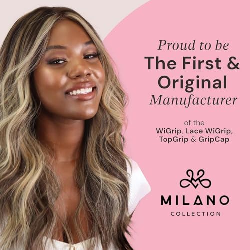 MILANO COLLECTION LaceTop Grip Comfort Band for Toppers Hair & Wiglets, NonSlip, Glueless Velvet Wig Band for Large Base Hairpieces, Adjustable Top Grip for Hair Topper & Wigs, Brown, Large
