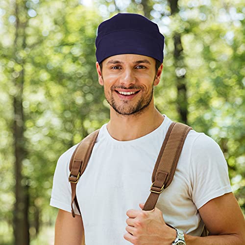 Geyoga 4 Pcs Satin Lined Sleep Bonnets Silk Sleep Caps Slouchy Beanie Hat Sleeping Head Wrap for Curly Protection Men Women(Multi-Colors)