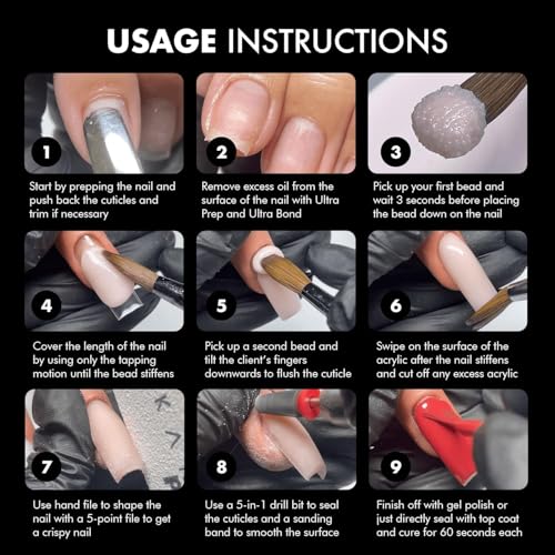 Acrylic Powder Set - 4 Colors 0.5oz Cover Powders for Nail Extension, Sculpting & Overlay - Cool Tone Collection for Professionals (Pink Essentials)