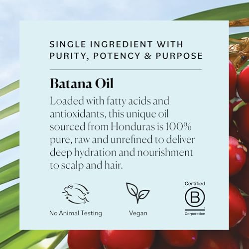 Sky Organics - Batana Oil, 4 fl oz - 100% Raw & Unrefined - Hair & Scalp Nourishment - Fatty Acids, Antioxidants, & Vitamins - Sourced from Honduras - Vegan & Cruelty Free - Hair Care & Self Care