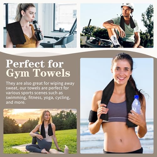 FIXSMITH Salon Towels 12 Pack, Black Hand Towels for Bathroom, Quick Dry Gym Towels, Spa Face Towel, Absorbent Microfiber Towels for Salon, Barber, Gym, Bath, Pedicure and Home Hair Care,16 x 27 in