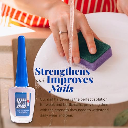 Steel Nails: Nail Strengthener & Clear Nail Polish for Damaged Nails, Hardener & Growth, Nail Repair, Keratin Treatment, Nail Growth Treatment – Hard as Nails with Extra Strength.