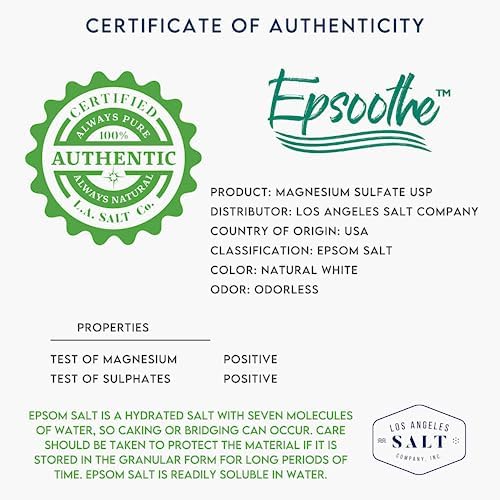 Epsom Bath Salt, Magnesium Sulfate USP, Unscented, Fine Grain, 50 Pound Bag (Packaging May Vary)