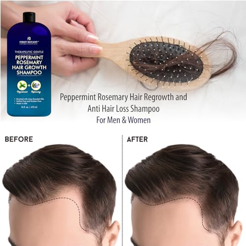 Peppermint Rosemary Hair Regrowth Shampoo - Anti Hair Loss product, Daily Hydrating, Detoxifying, Volumizing Shampoo and Fights Dandruff For Men and Women 16 fl oz