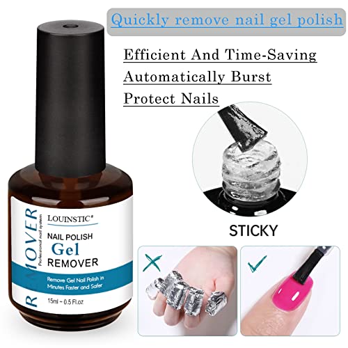 LOUINSTIC Gel Polish Remover: Professional Gel Nail Polish Remover for Nails, 3-5 Minutes Easy Quick Gel Nail Remover