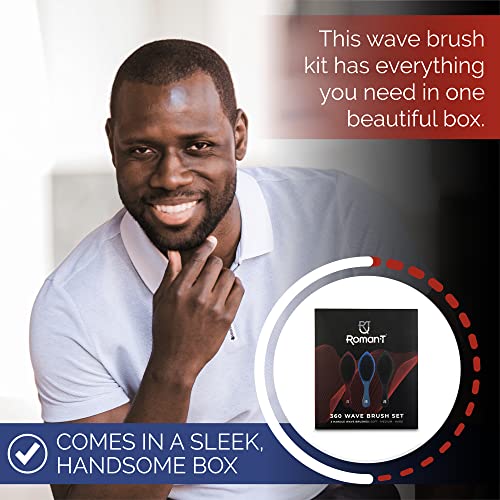 Men's 360 Wave Brush Set - Three Handle Brushes for 360 Waves (Soft, Medium & Hard) - Grooming Gift Set